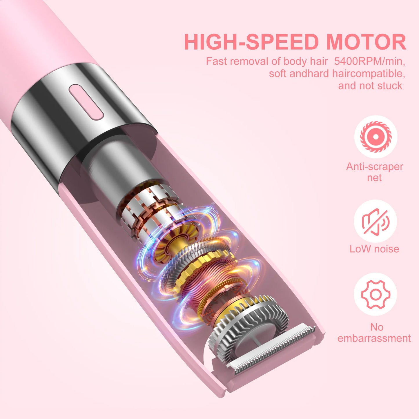 2 in 1 Women Electric Shaver, Dual Head Bikini Trimmer for Women IPX7 Waterproof Wet & Dry Use Body Hair Trimmer and Facial Hair Remover for Bikini Underarm Leg Arm Body Face