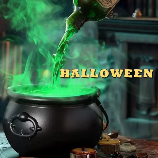 Halloween Witch Bowl Magic Cauldron with Fog Maker Horror House Ornaments Indoor Home Party Scary Props Halloween Spooky Decor