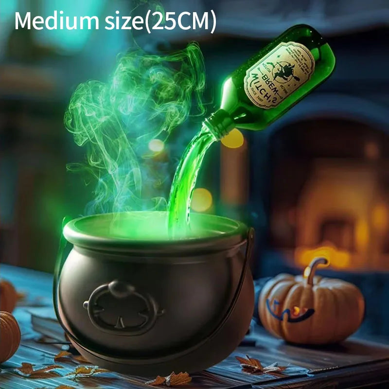 Halloween Witch Bowl Magic Cauldron with Fog Maker Horror House Ornaments Indoor Home Party Scary Props Halloween Spooky Decor