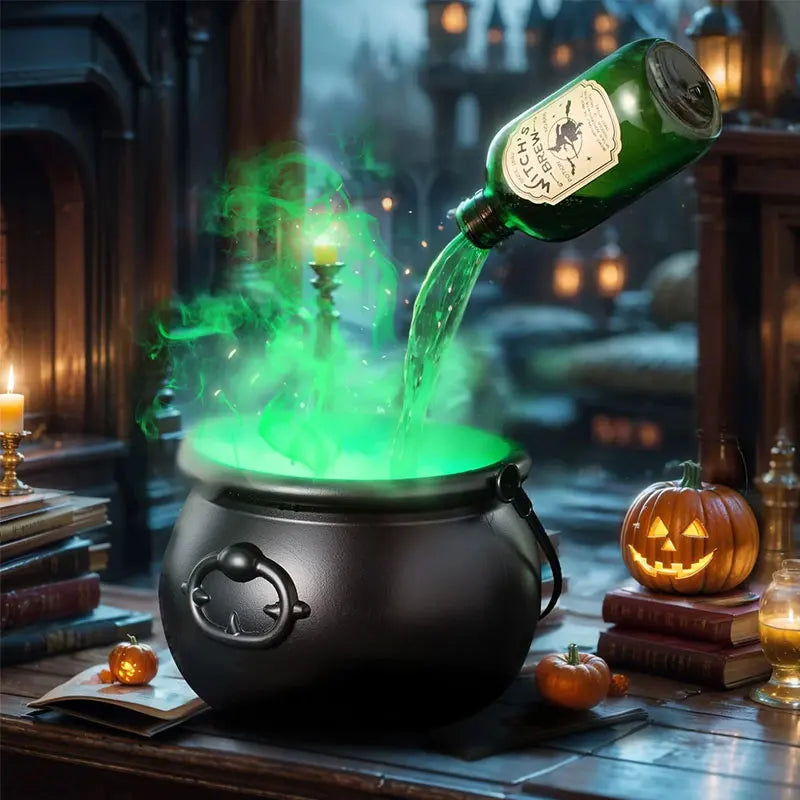 Halloween Witch Bowl Magic Cauldron with Fog Maker Horror House Ornaments Indoor Home Party Scary Props Halloween Spooky Decor
