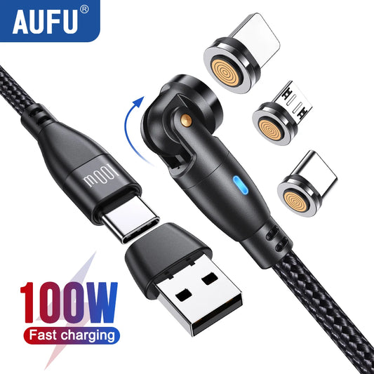 100W Magnetic USB Type C Cable 5A Fast Charging Micro Type C Cable for Macbook Samsung for Iphone Magnet Charger Wire Cord