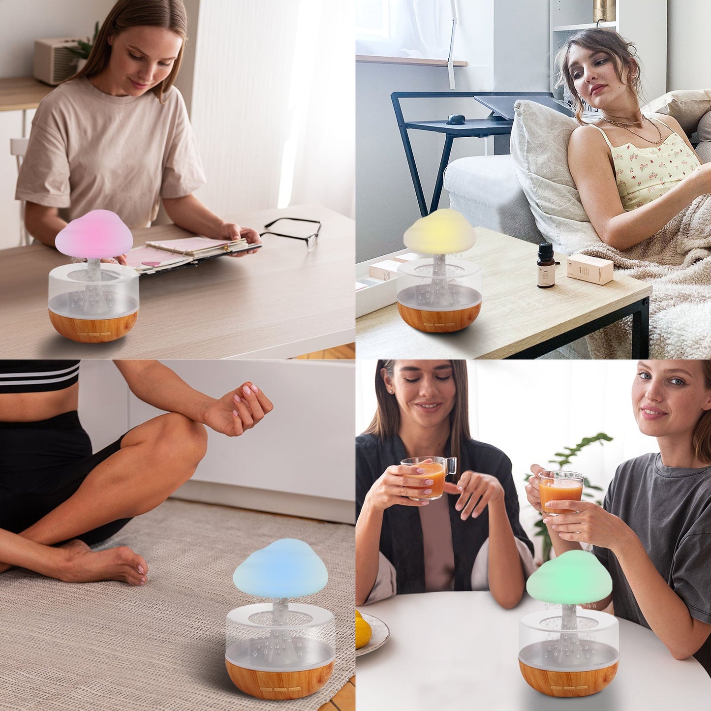Raining Cloud Humidifier With Night Light Aromatherapy Essential Oil Diffuser Micro Humidifier Relaxing Mood Water Drop Sound For Home LumaTesh