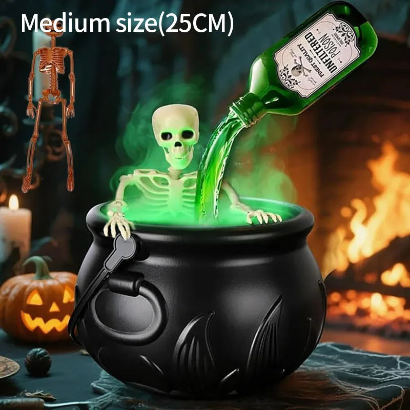 Halloween Witch Bowl Magic Cauldron with Fog Maker Horror House Ornaments Indoor Home Party Scary Props Halloween Spooky Decor