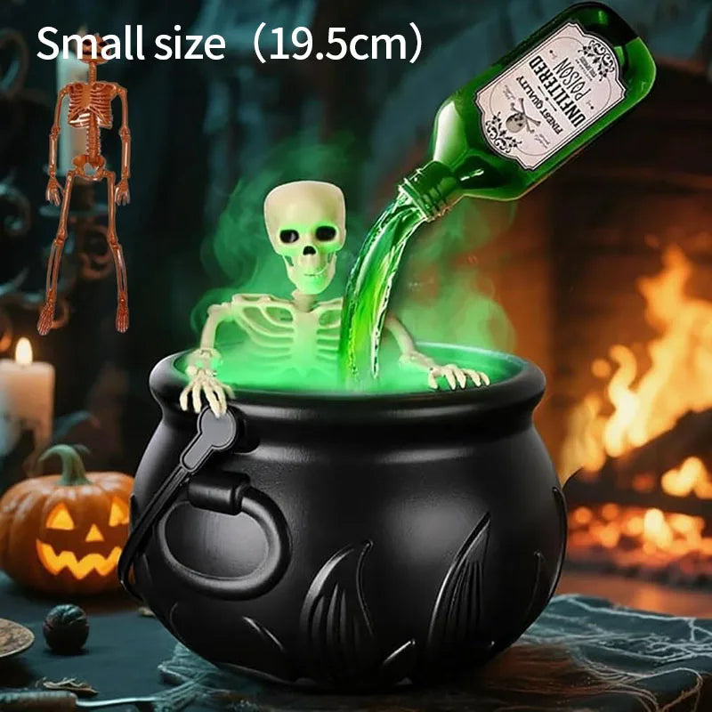 Halloween Witch Bowl Magic Cauldron with Fog Maker Horror House Ornaments Indoor Home Party Scary Props Halloween Spooky Decor