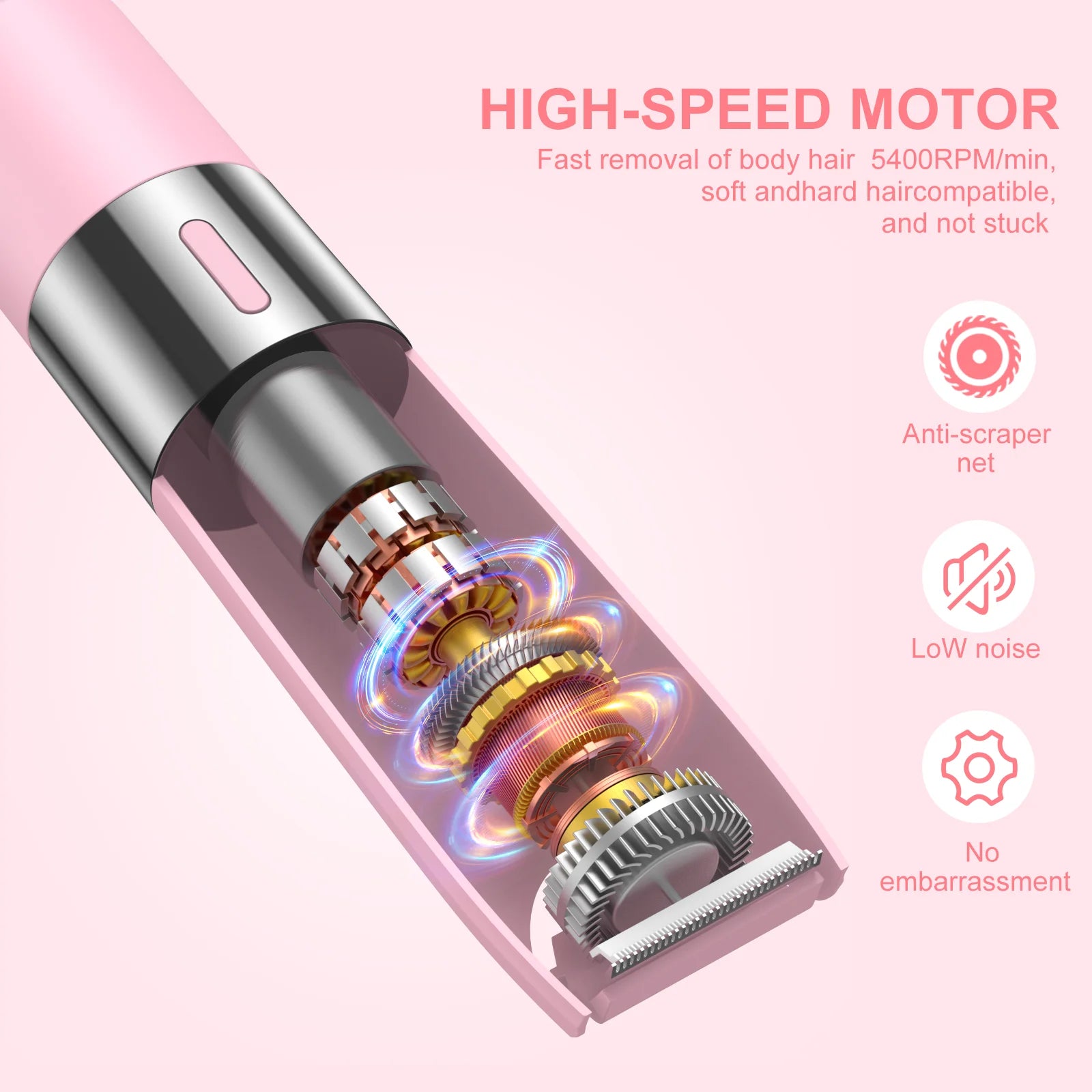 2 in 1 Women Electric Shaver, Dual Head Bikini Trimmer for Women IPX7 Waterproof Wet & Dry Use Body Hair Trimmer and Facial Hair Remover for Bikini Underarm Leg Arm Body Face
