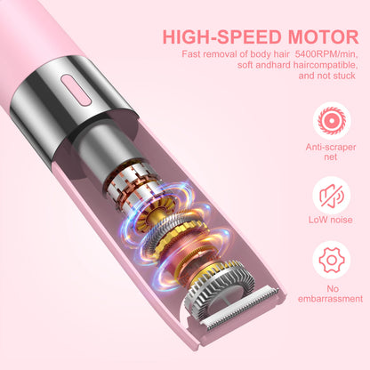 2 in 1 Women Electric Shaver, Dual Head Bikini Trimmer for Women IPX7 Waterproof Wet & Dry Use Body Hair Trimmer and Facial Hair Remover for Bikini Underarm Leg Arm Body Face
