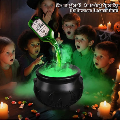 Halloween Witch Bowl Magic Cauldron with Fog Maker Horror House Ornaments Indoor Home Party Scary Props Halloween Spooky Decor
