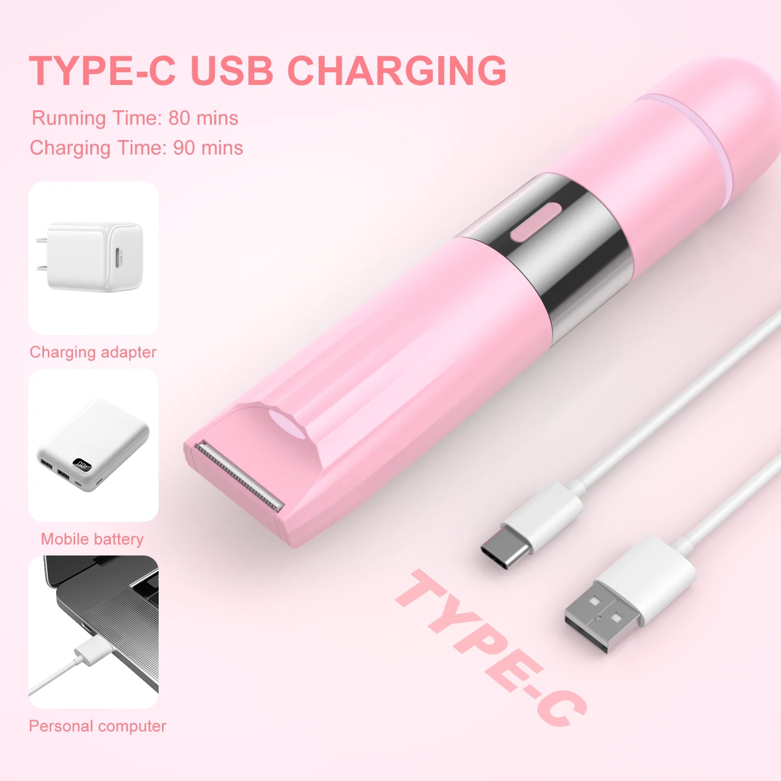 2 in 1 Women Electric Shaver, Dual Head Bikini Trimmer for Women IPX7 Waterproof Wet & Dry Use Body Hair Trimmer and Facial Hair Remover for Bikini Underarm Leg Arm Body Face