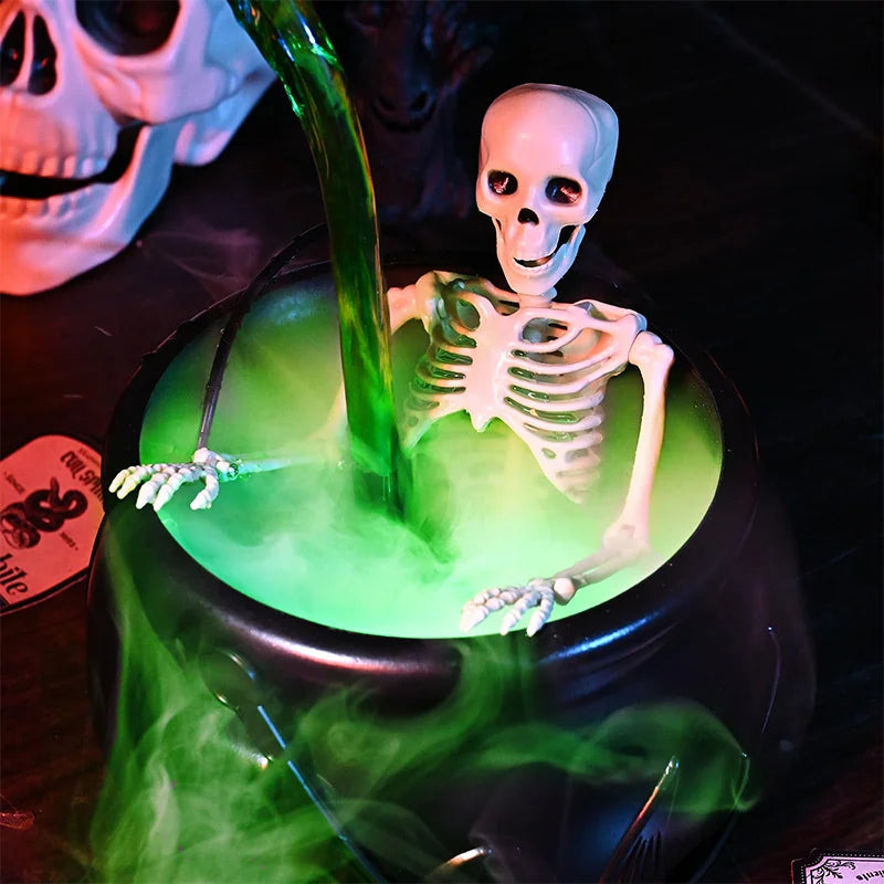 Halloween Witch Bowl Magic Cauldron with Fog Maker Horror House Ornaments Indoor Home Party Scary Props Halloween Spooky Decor