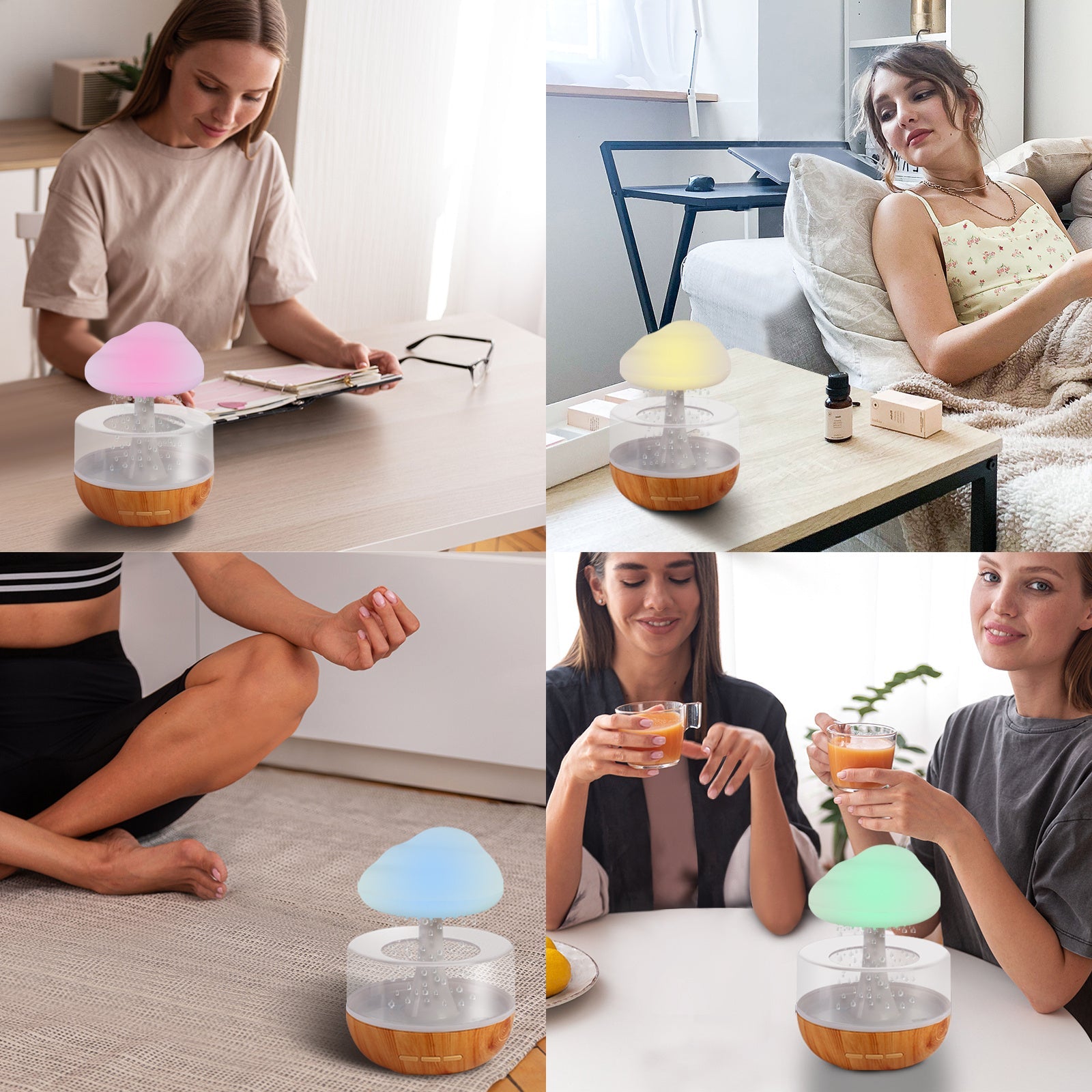 Raining Cloud Humidifier With Night Light Aromatherapy Essential Oil Diffuser Micro Humidifier Relaxing Mood Water Drop Sound For Home LumaTesh